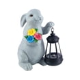 thumbnail image 3 of Estatua de conejo para jardín, escultura animal, adorno de resina, accesorio para fotos con LED, Pascua gris, 3 of 9