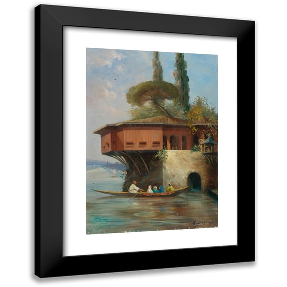 Sevket Dag 11x14 Black Modern Framed Museum Art Print Titled - A Yali by the Anadolu Hisi (1942)