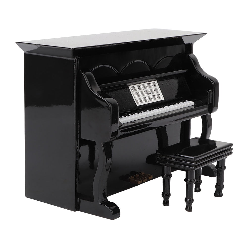 Jenngaoo – Piano Miniature En Bois Avec Banc Et Étui – Modèle D'Instrument De Musique – 10 X 9 X 4,5 Cm – Cadeau Déco Bureau