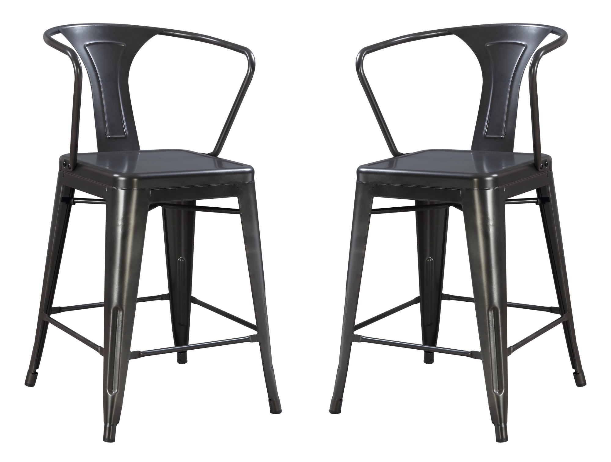 Emerald Home Dakota III Gunmetal Gray 24" Bar Stool with Solid Metal