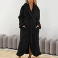 thumbnail image 2 of VNKIDY Women Robes Solid Color Casual Plush Robe Long Sleeve Thermal Bathrobe Elegant Sleepwear With Pockets Housecoat For Home Comfort Cozy Robes, 2 of 5