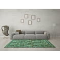 thumbnail image 3 of Ahgly Company Machine Washable Indoor Round Persian Turquoise Blue Traditional Area Rugs, 3' Round, 3 of 4