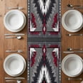 thumbnail image 5 of Boho Red Grey Short Table Runner 36 Inches Long,Geometric Southwestern Retro Ethnic Cotton Linen Table Runners Dresser Scarves,Fabric Tabletop Scarf Furniture Cover for Home Dinner Party 13"x36", 5 of 9