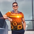 thumbnail image 4 of Honeii Sunset Golden Sunflower Field Print Polo Shirt, A Classic Short-Sleeved, Button-Down Golf Shirt for Men,Mens Polo Shirts Short Sleeve-Small, 4 of 6