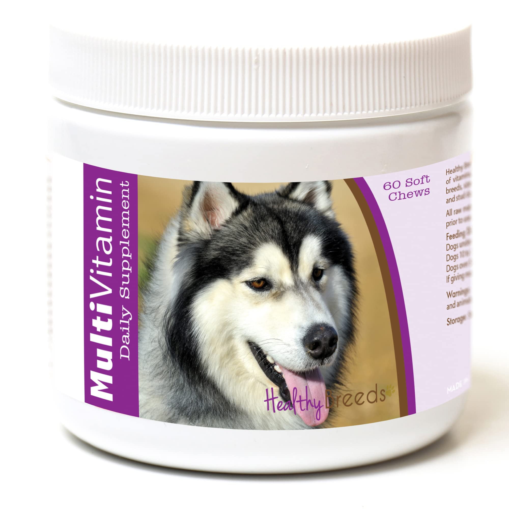 Vet Recommended Siberian Husky Multivitamin Daily Supplement for Dogs Bacon Flavored 60 Soft Chews