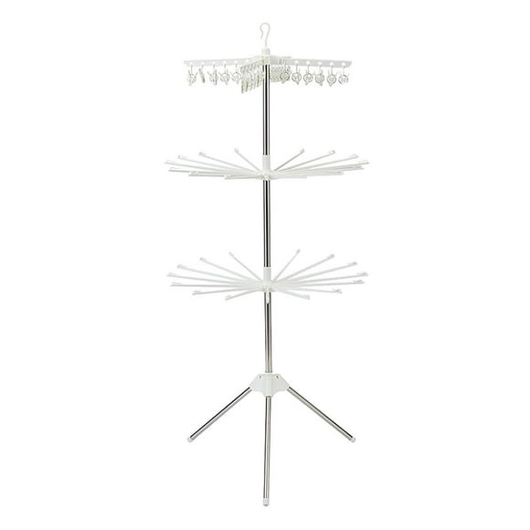3 Tiers Collapsible Clothes Drying Rack, Portable Garment Racks Indoor, Foldable Standing Laundry Racks for Drying Clothes, Tripod Stand