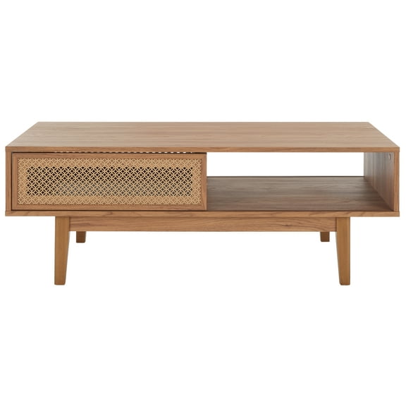SAFAVIEH Ceu Contemporary 2 Door Coffee Table, Oak/Gold (43.3 in. W x 21.7 in. D x 15.7 in. H)