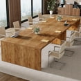 thumbnail image 3 of Finmind 13FT Modular Conference Table - Large Rectangle Meeting Seminar Space for 10-14 People (Two Tables), 3 of 7