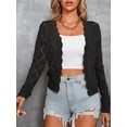 thumbnail image 4 of Women'S Long Sleeve V-Neck Knitted Cardigan Jacket Buttonless Knitted Shawl Sweater Black XXL, 4 of 8