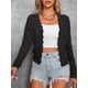 thumbnail image 4 of Chaqueta Cárdigan de Punto con Cuello en V y Larga para Mujer, Suéter Chal de Punto Sin Botones. Negro M, 4 of 8