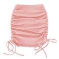 thumbnail image 1 of Falda corta de tubo de color puro ceñida elástica fruncida con cordón lateral acanalado para mujer, 1 of 8