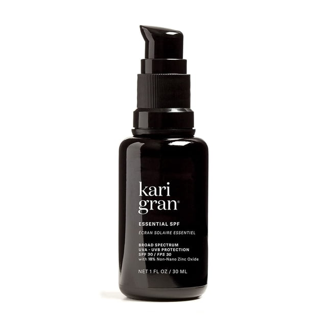 Kari Gran - Protector solar facial hidratante Natural Essential SPF 30 con ingredientes de origen vegetal (1oz / 30ml)