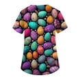 thumbnail image 5 of Fgvctg Womens Easter Scrub Tops V Neck Cute Bunny Printed Scrubs Top Stretchy Workwear Short Sleeve T Shirts Loose Scrub Work Shirt Medical Nursing Uniform with Pocket Purple 4XL, 5 of 5
