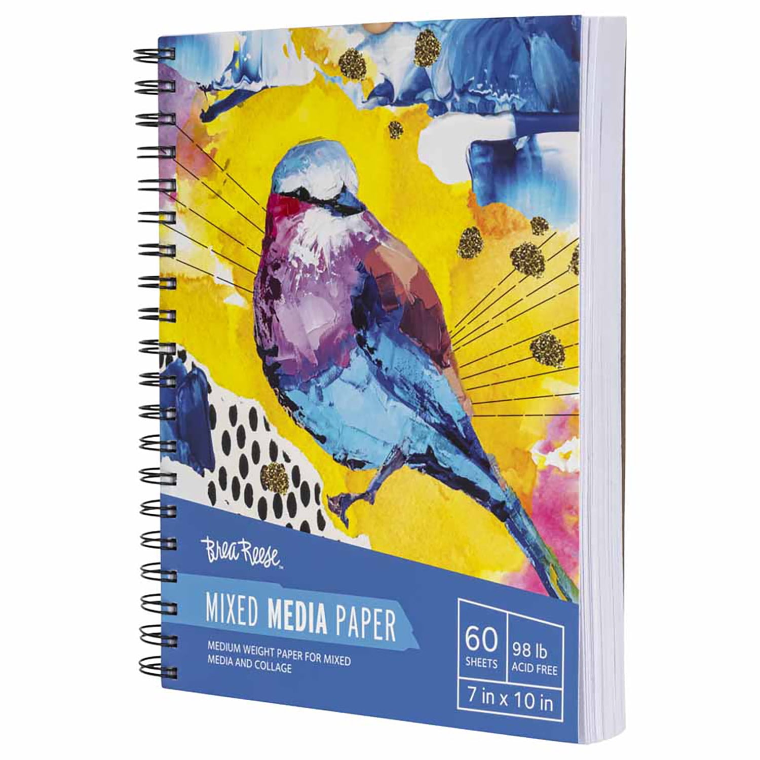 Brea Reese: Mixed Media Paper Pad 60 Sheets - 7x10" - 98 lb, Acid-Free, Layering & Collaging, Compact & Spiral-Bound, Easy Use, Adult Art Supplies