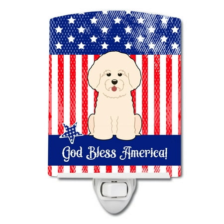 

Caroline s Treasures BB3070CNL Patriotic Bichon Frise Ceramic Night Light 6x4x3 multicolor