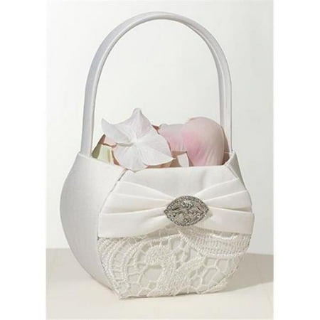 Lillian Rose Vintage Lace Flower Girl Basket, Cream