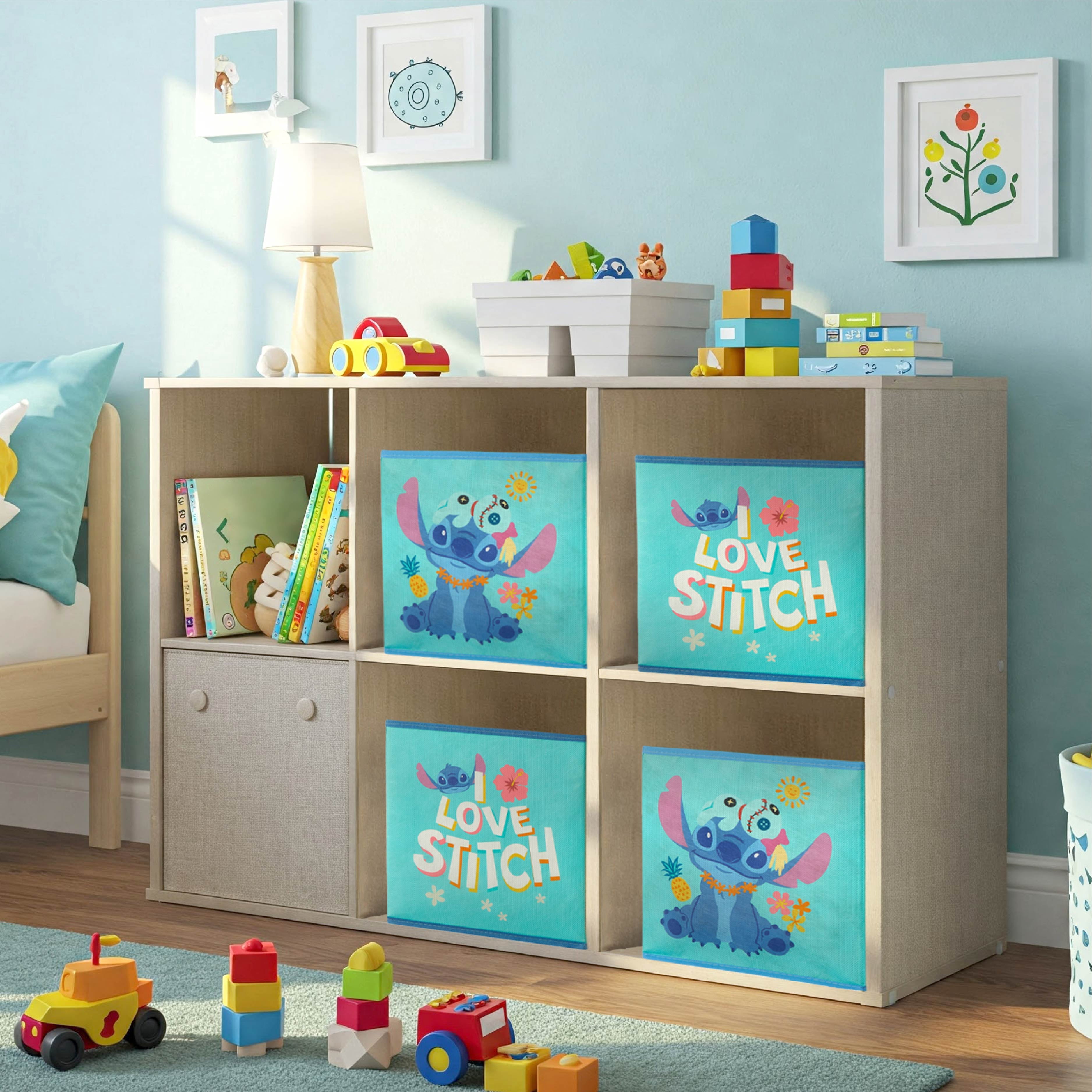 Disney Stitch Kids' 4-Pack Printed Storage Cubes,  10" x 10"
