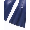 thumbnail image 5 of Yruioon Kids Cowgirl Cute Flare Bootcut Jeans Bell Bottoms Jeans for Girls Blue Casual Ripped Denim Dark Blue 10, 5 of 7