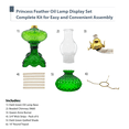 thumbnail image 3 of Light Of Mine Princess Feather Oil Lamp Ornate Decorative Antique Pedestal Style Glass Oil Hurricane Lamp Clear with 3/4" Wick roll (Drk Green 10" Shade), 3 of 7