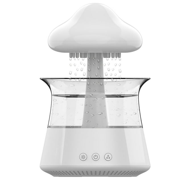 Lámpara de nube de lluvia, difusor de humidificador de aire de seta, sonido de gota de lluvia, luces de 7 colores