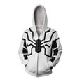 thumbnail image 2 of Unisex Hero Pattern Hoodie Sweatshirts Halloween Spider Tops Pullover Hooded Jacket for Everyday Wear Casual Loose Fit Winter Fashion Streetwear White S, 2 of 4