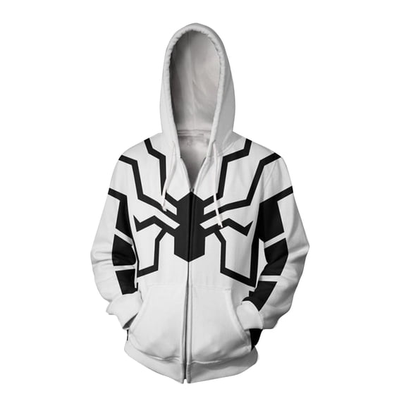 Unisex Spider Superhero Hoodie with Pockets Armor Graphic Zip Up Loose Cosplay Sweatshirt Outerwear Jacket for Party