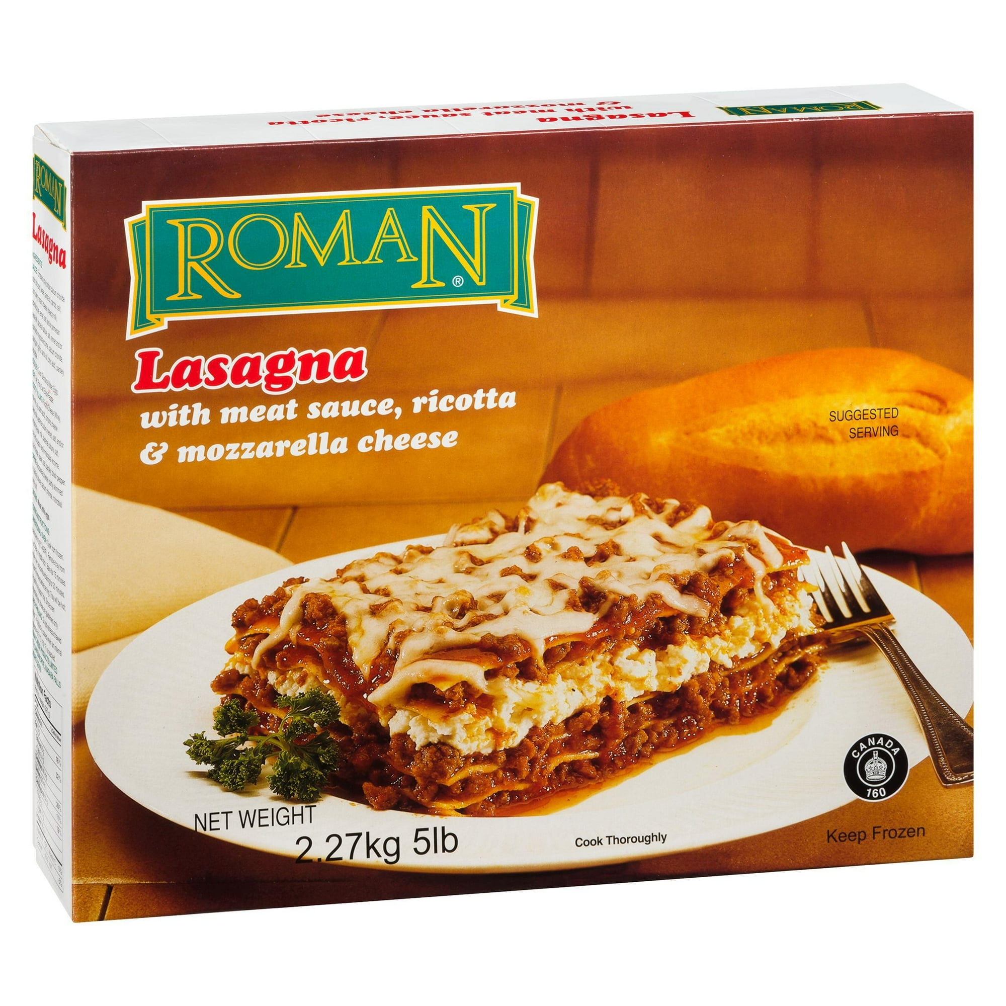 Fromage mozzarella Lasagne avec ricotta et sauce à la viande de Roman 2,27 kg