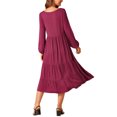 thumbnail image 3 of Vestidos maxi casuales de otoño para mujeres INSPIRE CHIC con cuello redondo, fluido, de capas, bohemio, largo, con bolsillos, 3 of 5