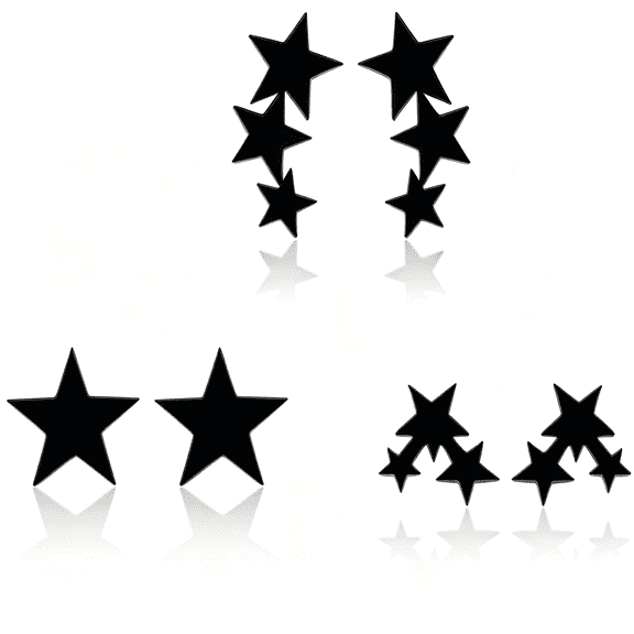 DESIGNICE 3 Pairs Black Stainless Steel Stud Earrings for Women 7Mm Star Stud Earrings for Men