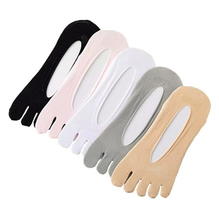 

5 Pairs of Five Finger Socks Breathable Summer Socks Woman Solid Color Socks