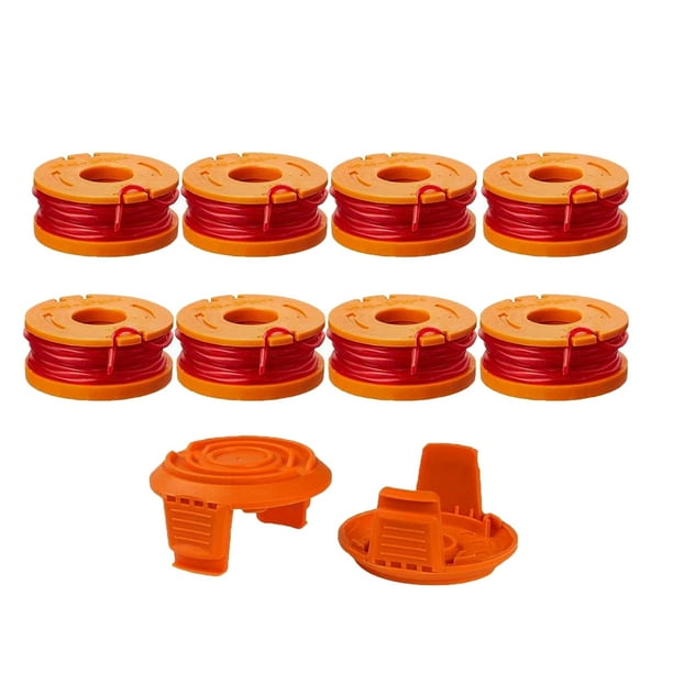 BRIGHTFUFU 10PCS / Set Cabezal de corte de corte Línea de nylon Cuerdas para cortar Bobinas de repuesto Bobinas con tapas Compatible para WORX WA0010 (Naranja)