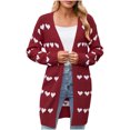 thumbnail image 1 of HongQid Women's Long Sleeve Cute Cardigan Sweaters V Neck Open Front Ribbed Knit Sweater Coat, 1 of 5