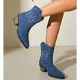 thumbnail image 4 of Cowboy Boots for Women Ankle Cowgirl Booties Wide Mid Calf Pointed Toe Western Boots Short Chunky Classic Booties, 4 of 16