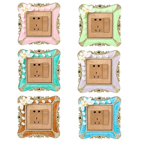 

Yache Pearl Flower Switch Sticker Square Cover Wall Light Socket Home Bedroom Decor