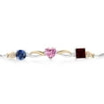 thumbnail image 2 of Gem Stone King 925 Silver and 10K Yellow Gold Blue Created Sapphire Pink Moissanite Red Garnet and Lab Grown Diamond Tennis Bracelet for Women By Keren Hanan (2.32 cttw, Adjustable up To 9 inch), 2 of 4