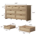 thumbnail image 3 of SICOTAS 56.88" Wide 7 Drawer Tall Dressers Set of 2, Boho Dresser with Oversized Storage Space Rattan Dressers & Chests of Drawer Engineered Wooden Dressers for Bedroom,Reclaimed Light Oak, 3 of 7
