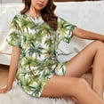 thumbnail image 4 of Balery Green Hawaii Palms Conjunto de Pijama para Mujer con Estampado, Dos Piezas de Manga Corta y Shorts, Ropa de Dormir Suave con Cuello Redondo y Bolsillos-4X-Large, 4 of 6