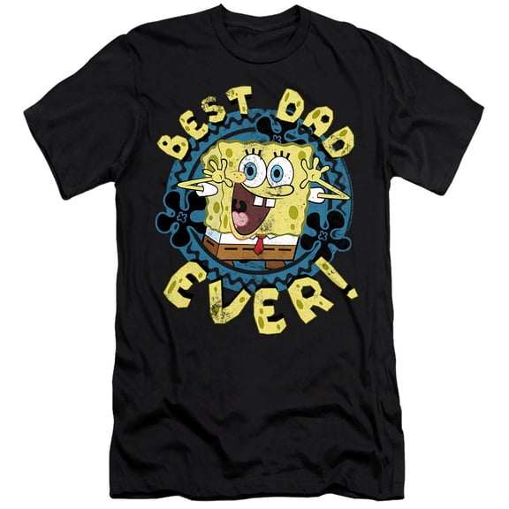 SpongeBob SquarePants Father's Day Best Dad Ever Unisex Adult Canvas Brand T Shirt, Black, X-Large