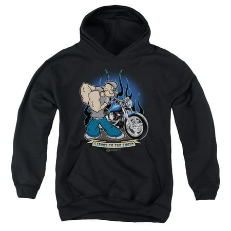 Popeye - Biker Popeye - Youth Hooded Sweatshirt - Medium