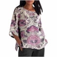 thumbnail image 1 of Mujeres 3/4 Manga Tops Y Blusas de Impresión Suelta Camisa Cortada, Casual Cuello Redondo Blusa para la Primavera Y el Verano, 1 of 5