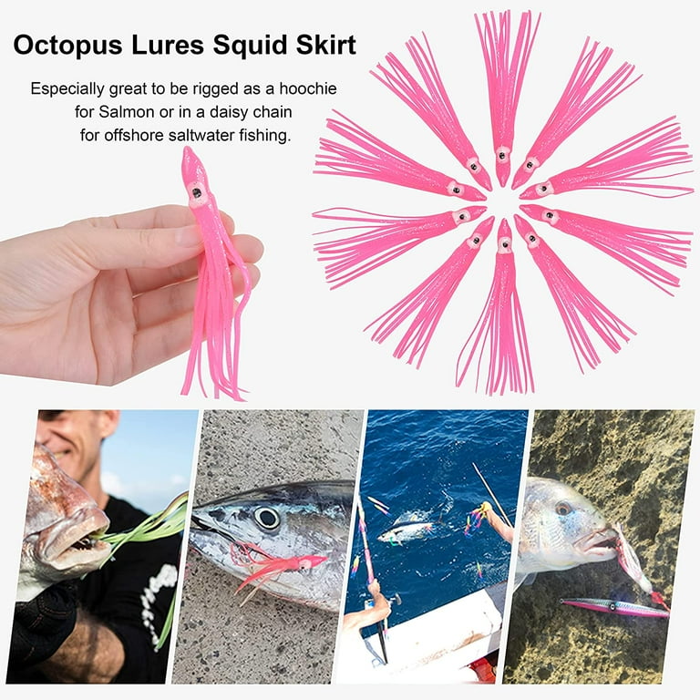 12/6 Pcs Squid Fishing Hoochies Glow Fresh Water Kokanee Salmon