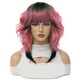 thumbnail image 1 of Ailsa Peluca rizada Bob con flequillo para mujer  Pelo sintético corto ondulado hasta los hombros para uso diario en fiestas o cosplay (rosa 12 pulgadas), 1 of 1