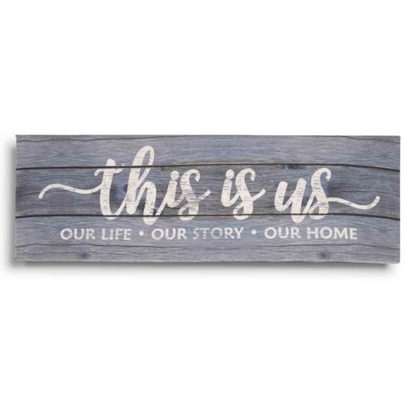 Inkdotpot Stretched Canvas Quotes Wall Art Decor, This Is Us Our Life .Our Story.Our Home Wall Decor- 8 x 24 Rustic Wall Art Sign- Farmhouse Decor Faux Plaque Sign