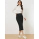 thumbnail image 3 of Falda Elegante para Mujer Falda Midi Unicolor Negro S, 3 of 6