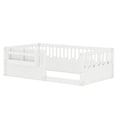 thumbnail image 3 of Bellemave Twin Size Floor Bed with Bookshelf and Rails, Montessori Bed Frame with Fence, Wood Twin Size Bed Easy Assemble（White）, 3 of 8