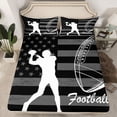 thumbnail image 2 of Homewish Boys Football Soccer Twin Sheet Sets, Cartoon American Flag Twin Fitted Sheet, Modern Sports Theme Flat Sheet, Super Cozy Room Decor, 3-Piece, 2 of 7