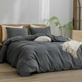thumbnail image 5 of BESTOUCH Duvet Cover Set Queen 100% Washed Cotton Linen Feel Soft Chic Lightweight 3Pcs (Dark Black, 90"x90"), 5 of 8