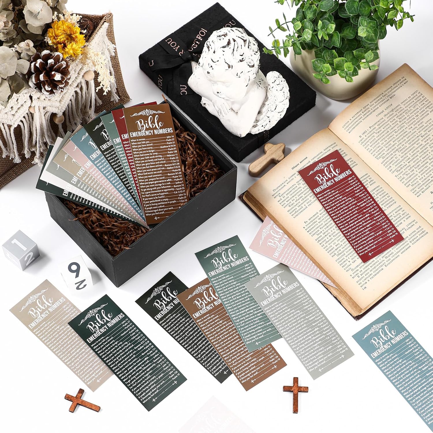 100 Pcs Christian Bible Verse Emergency Numbers Bookmark Christian Church Gift 2.36 x 6'' Religious Books of The Bible Bookmark for Women Men Catholic Retreat Sunday School(Multicolor)