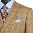thumbnail image 2 of VINCI Men's Mocha Brown Glen Plaid Double-Breasted Classic-Fit Suit - NEW - 52L (Big & Tall), 2 of 3