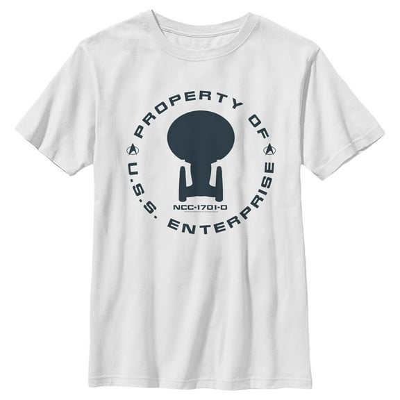 Boy's Star Trek: The Next Generation Property Of The USS Enterprise  Graphic Tee White Large